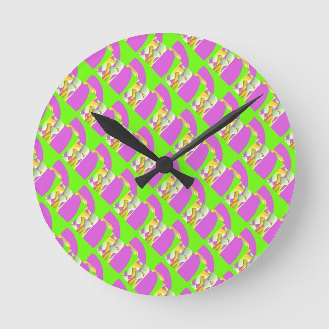 Horloge Ronde Lime Vert et violet clair motifs Compact Mi (Recto)