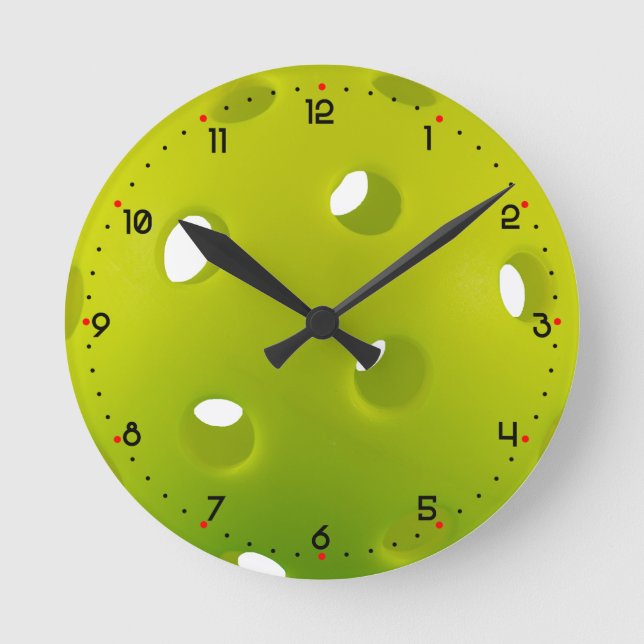 Horloge Ronde Lime vert vrai pickleball  (Recto)