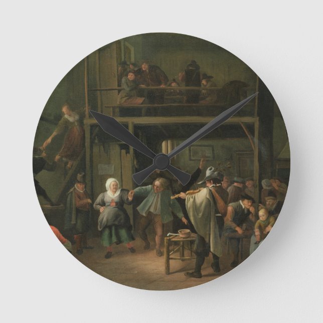 Horloge Ronde L'intérieur d'une taverne avec un couple dansant (Recto)