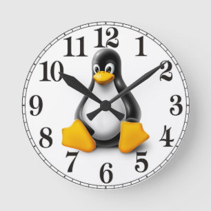 Horloge Ronde Linux Tux le pingouin