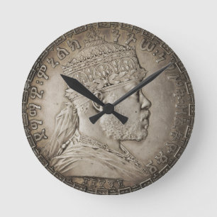 Horloge Ronde Lion de Juda Jah Armée Menelik II Rasta Racines