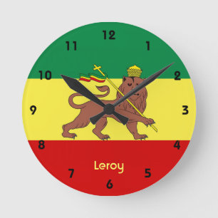 Horloge Ronde Lion de reggae de Rasta d'horloge murale de Judah