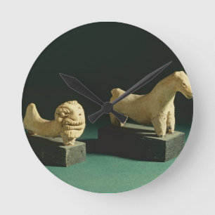 Horloge Ronde Lion de terre cuite et cheval, Mohenjodaro
