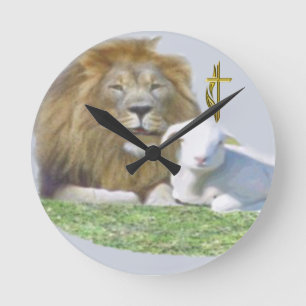 Horloge Ronde Lion et agneau
