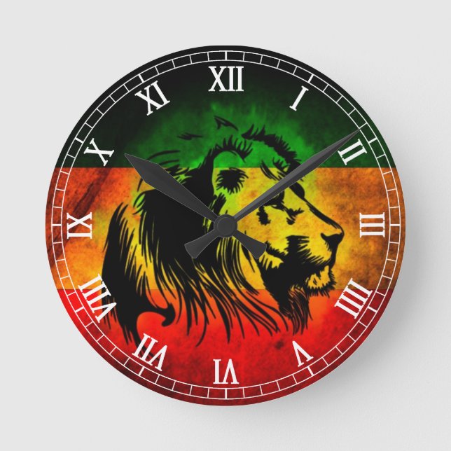 Horloge Ronde Lion reggae de Cori Reith Rasta (Recto)