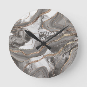 Horloge Ronde Liquid Marble Agate Glitter Glam #4 (faux glitter)
