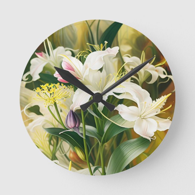 Horloge Ronde Lis blancs en fleurs (Recto)