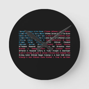 Horloge Ronde Liste 46 présidents américains des États-Unis s'am