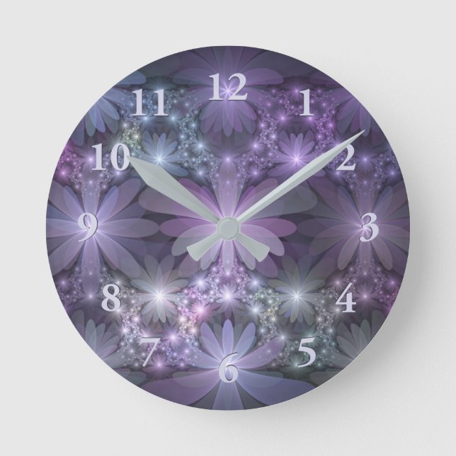 Horloge Ronde Lit de fleurs Art Fractal Abstrait tendance brilla (Recto)