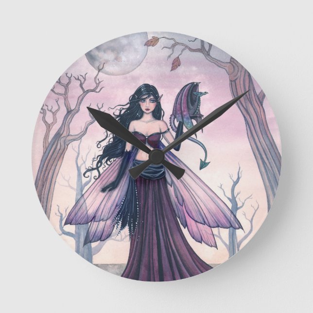 Horloge Ronde Little Beast Purple Fairy and Dragon Imaginaire Ar (Recto)