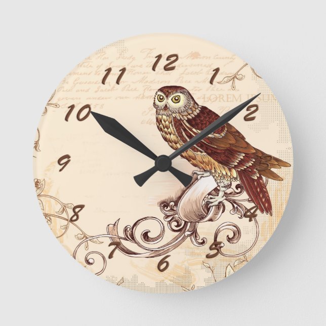 Horloge Ronde Little Brown Owl (Recto)