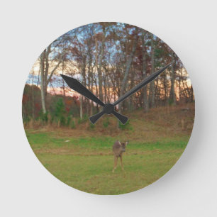 Horloge Ronde Little Deer &a Pink Sunset