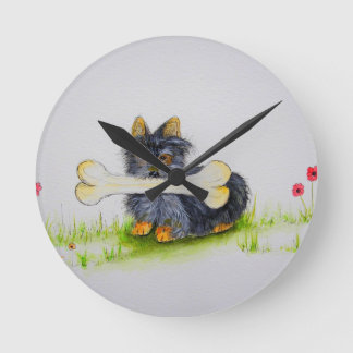 Horloge Ronde Little Dog Big Bone ( Yorkshire terrier )