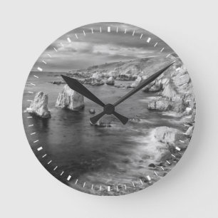 Horloge Ronde Littoral de la plage en N&B, Californie