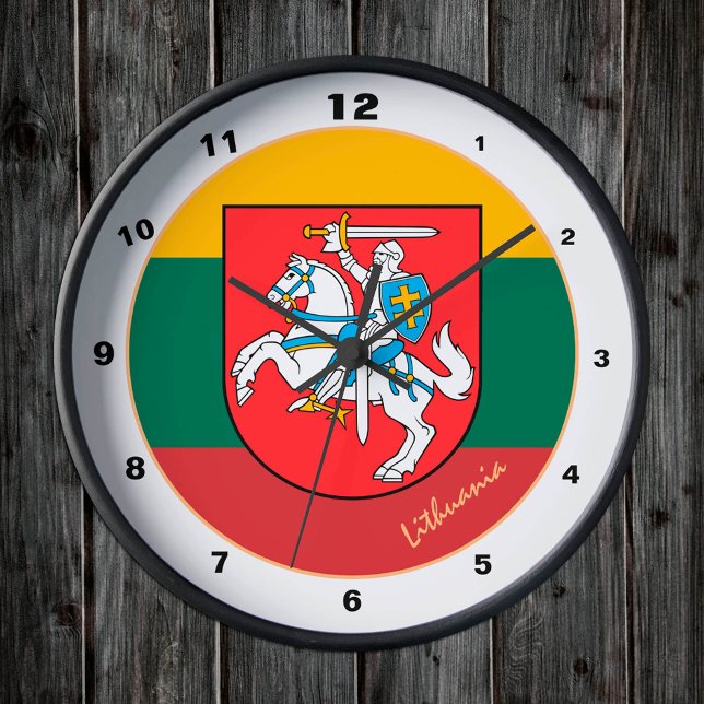 Horloge Ronde Lituanie Chevalier & Drapeau lituanien Élégant (Créateur téléchargé)