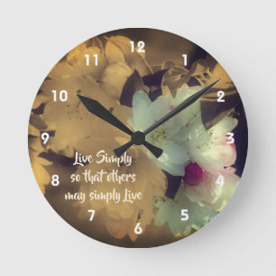 Horloge Ronde Live Simply Blossoms Mots Inspirants