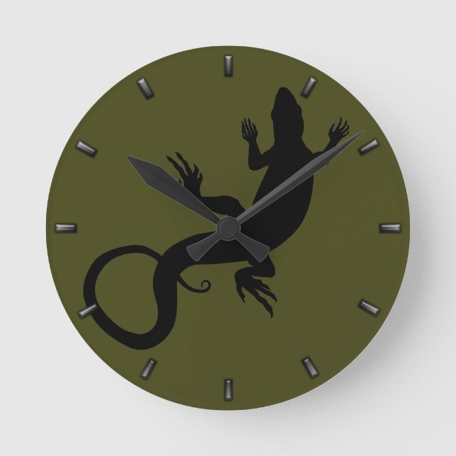 Horloge Ronde Lizard Clock Cute Reptile Art (Recto)