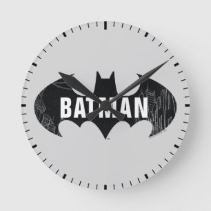 Horloge Ronde Logo Bat Avec Gotham Etching