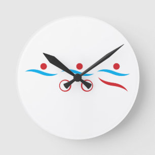 Horloge Ronde Logo cool moderne Triathlon 24 heures sur 24