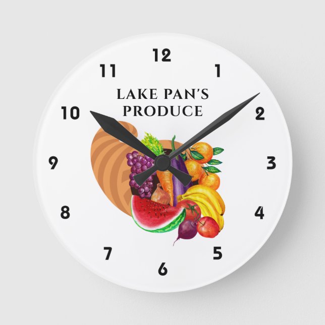 Horloge Ronde Logo de magasin de fruits et légumes en abondance (Recto)