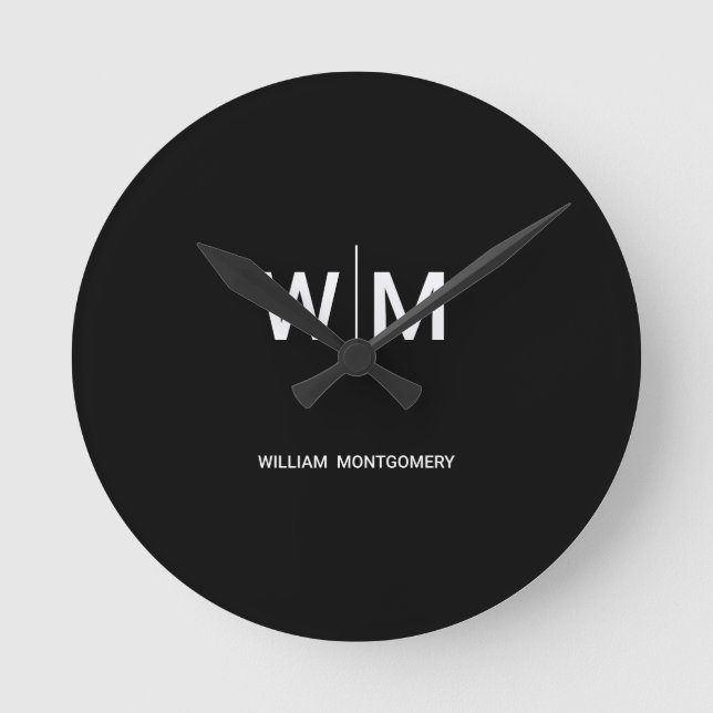 Horloge Ronde Logo de marque noire | Entreprise (Recto)