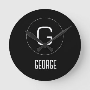 Horloge Ronde Logo de nom personnel personnalisable