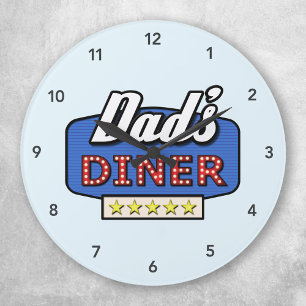 Horloge Ronde Logo de papa's Diner - Un cadeau pour papa