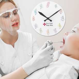Horloge Ronde Logo de Watercolor Tooth Custom