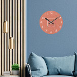 Horloge Ronde Logo d'entreprise blanc en terre cuite<br><div class="desc">Un arrière - plan en terre cuite,  couleur orange brûlé. Personnalisez et ajoutez le logo de votre entreprise. Numéros de l'horloge blanche.</div>