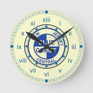 Horloge Ronde Logo du New Jersey Central Blue Comet Train