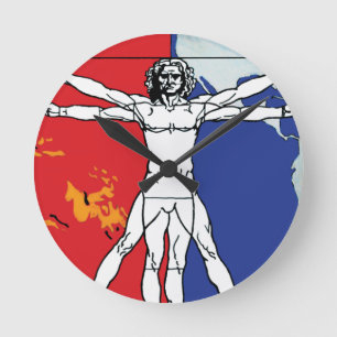 Horloge Ronde Logo du patch de mission de l'homme de Vitruve Sky