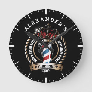 Horloge Ronde Logo du pôle de coiffure couronné Personnaliser l'
