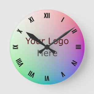 Horloge Ronde Logo élégant, photo sur Pastel Rainbow Color Wheel