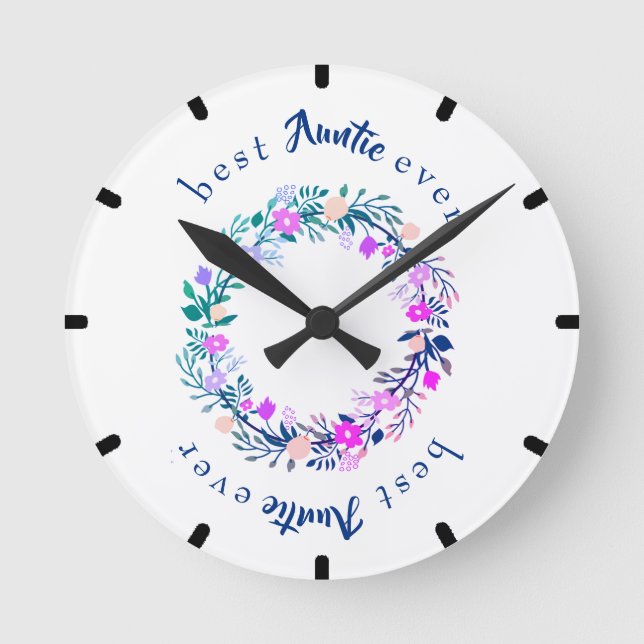 Horloge Ronde Logo mignon Meilleure Tante Jamais Mot Art (Recto)
