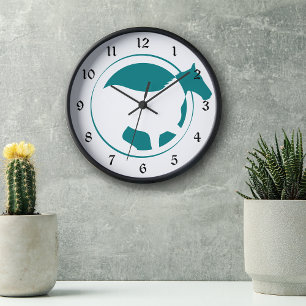 Horloge Ronde Logo moderne Turquoise Horse Circle