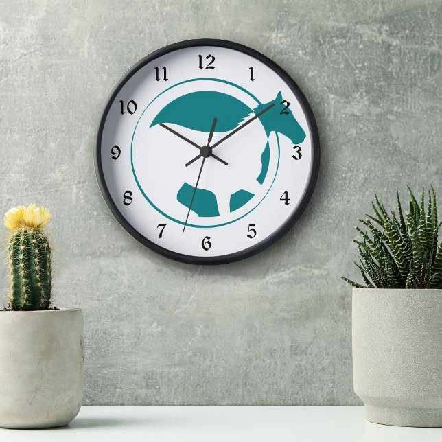 Horloge Ronde Logo moderne Turquoise Horse Circle (Créateur téléchargé)