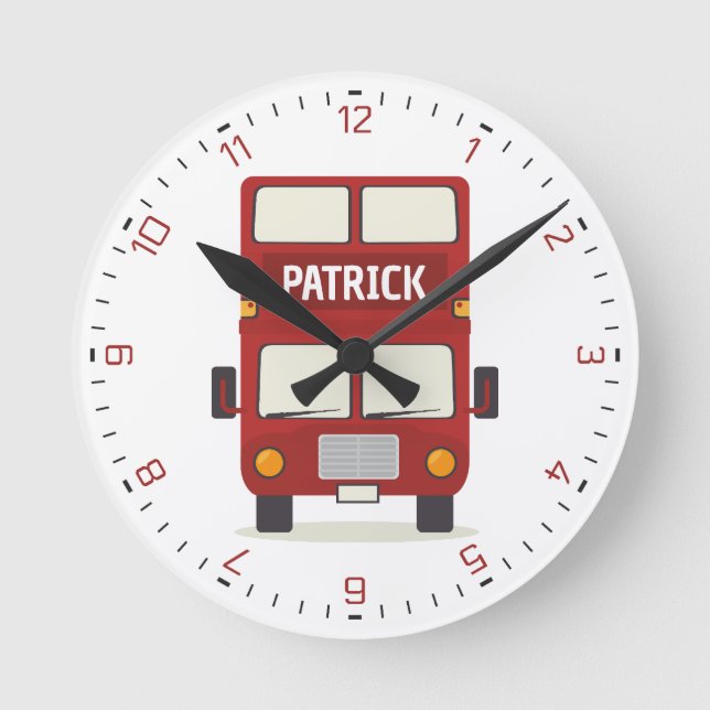 Horloge Ronde London Red Bus personnalisé (Recto)