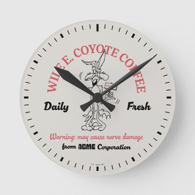 Horloge Ronde LOONEY TUNES™ | WILE E. COYOTE™ Café frais quotidi (Recto)