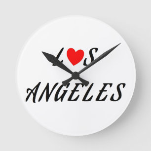 Horloge Ronde Los Angeles coeur rouge