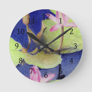 Horloge Ronde Lotus Nénuphar