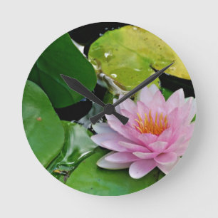 Horloge Ronde Lotus rose