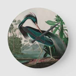 Horloge Ronde Louisiana Heron Birds of America Audubon Imprimer