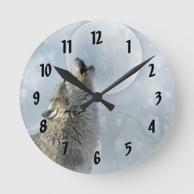 Horloge Ronde Loup bleu (Recto)