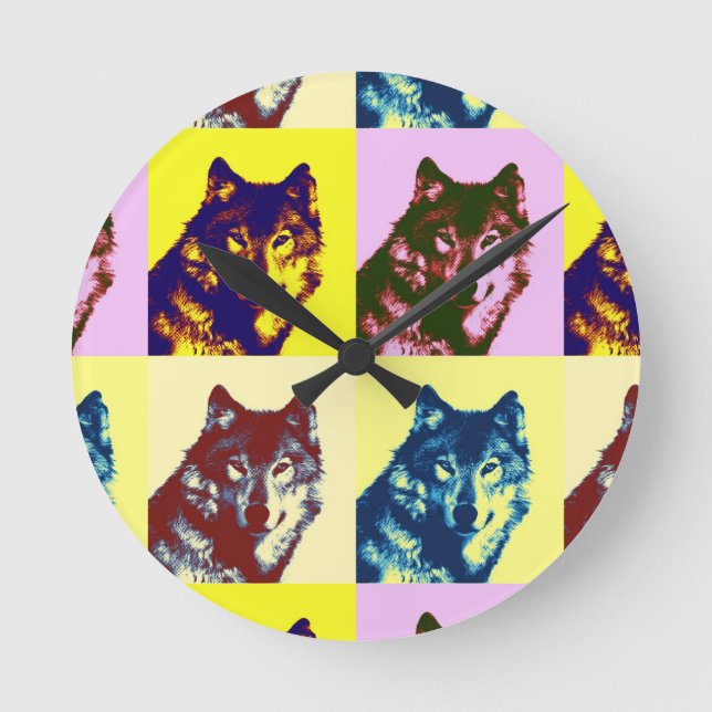 Horloge Ronde Loup d'art pop (Recto)