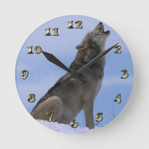 Horloge Ronde Loup de bois de construction d'Alaska