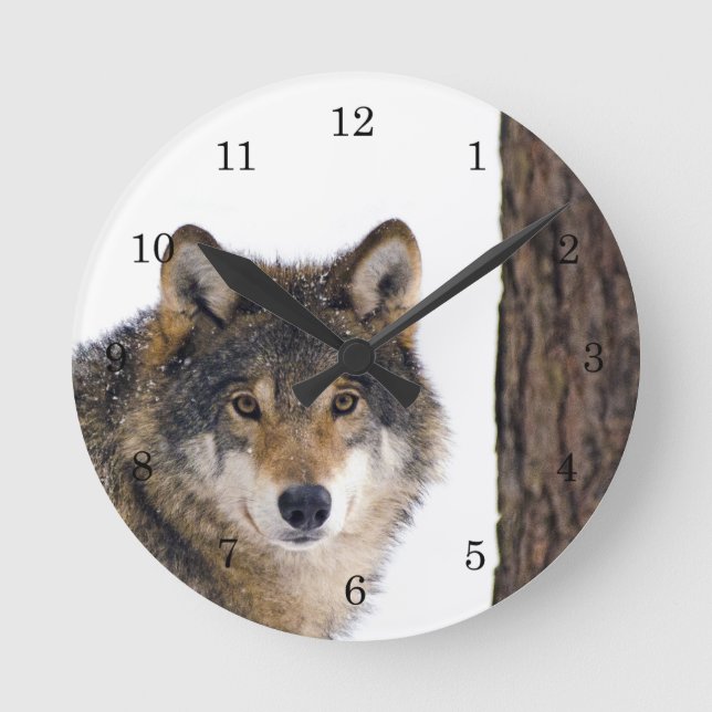 Horloge Ronde Loup en hiver (Recto)