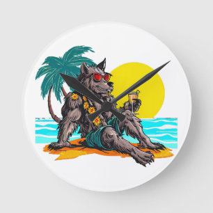 Horloge Ronde loup-garou en vacances