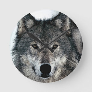 Horloge Ronde Loup gris
