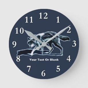 Horloge Ronde Loup noir