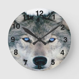 Horloge Ronde Loup observé par bleu